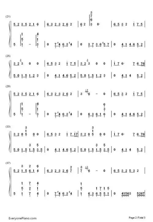 飞雪玉花-秦时明月ost插曲双手简谱预览2