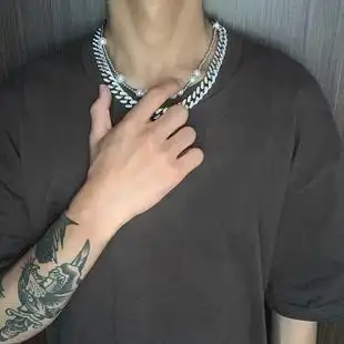 男士abel古巴项链男潮嘻哈吴亦凡同款 镶钻链潮牌百搭装 夏天 饰时尚