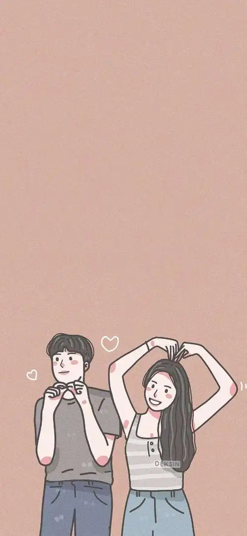 超甜情侣插画壁纸!好看!