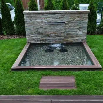 庭院流水鱼池设计瀑布水景不锈钢出水口流水瀑布墙鱼池装饰造景