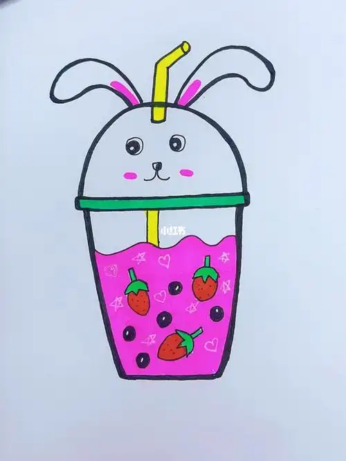 草莓奶茶儿童画