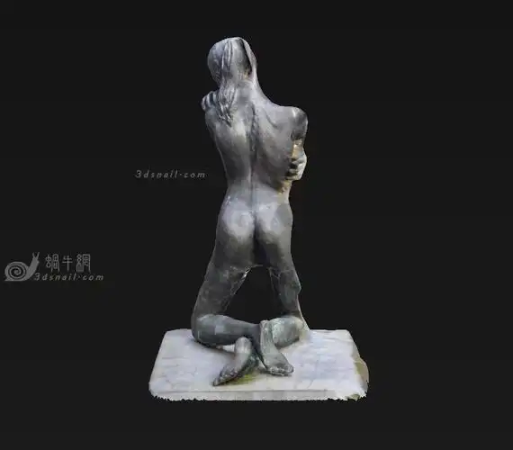 跪着的裸体少女,女人石膏像雕像青铜像雕塑