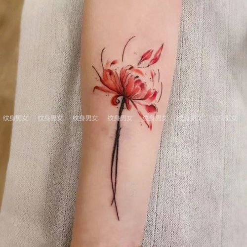 彼岸花纹身贴防水女持久手臂地狱少女ins风仿真刺青图案纸