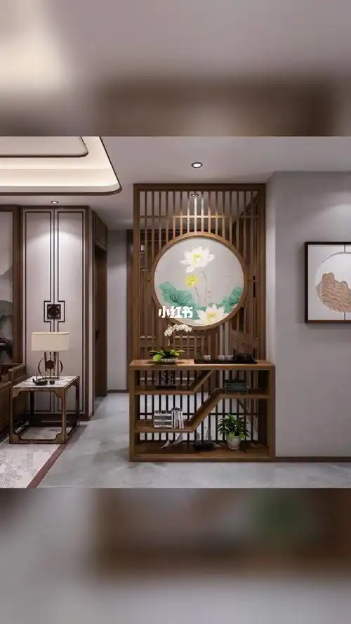 新中式家居入户屏风隔断客厅进门遮挡餐厅实