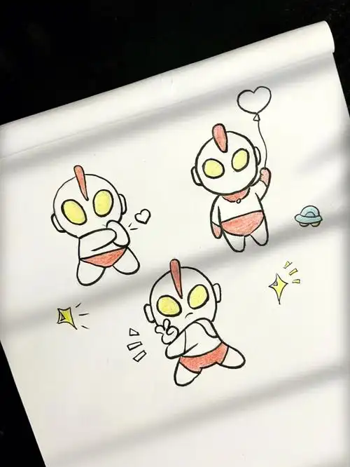 奥特曼简笔画可爱画画附细节图