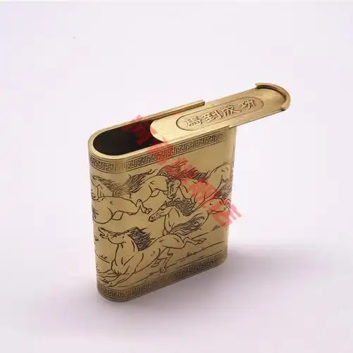 旱烟烟盒 纯黄铜烟盒烟1丝茶叶旱烟盒创意加厚款复古便携式烟末盒子