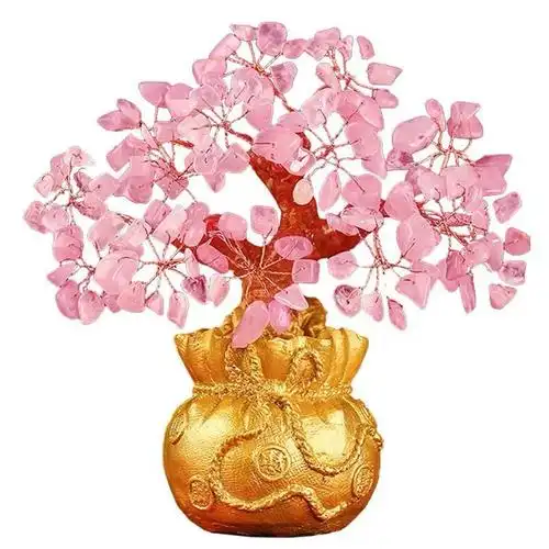 粉水晶桃花树粉晶树旺姻缘水晶树脱单礼物招正缘卧室招桃花运摆件