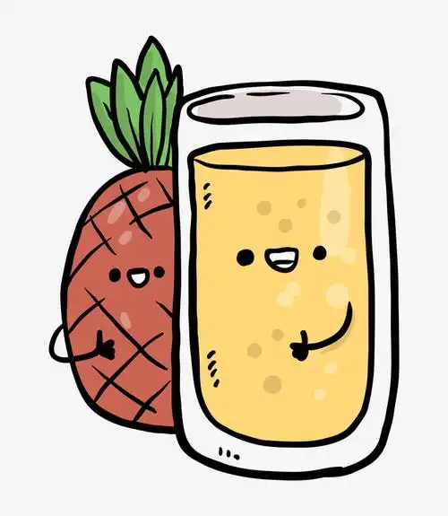 卡通手绘菠萝果汁