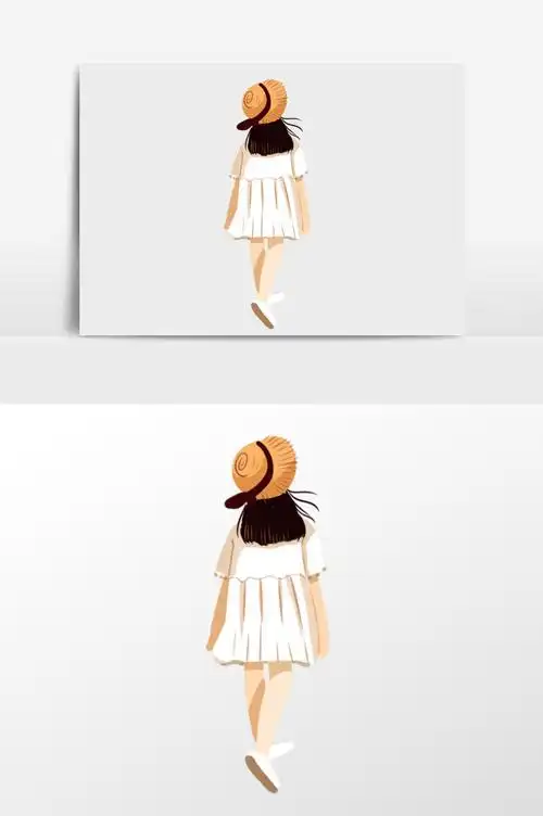 包图 插画 卡通漫画 【psd】 手绘清新女孩背影插画 所属分类: 插画