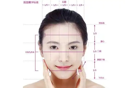 黄金脸型比例 三庭五眼:面部以鼻子为中心,纵向三等份,以眼睛为水平
