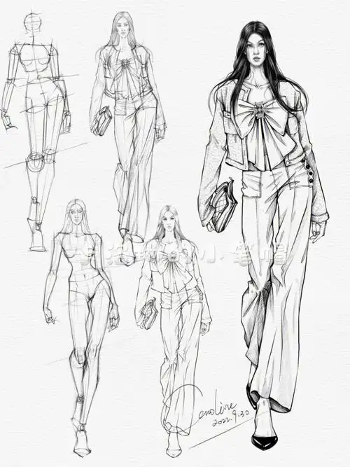 服装效果图人物速写随笔排线的快乐