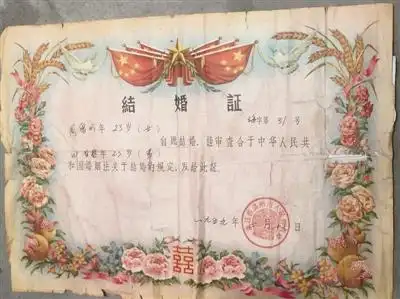 全家福背后的故事 60年前的结婚证你见过吗?