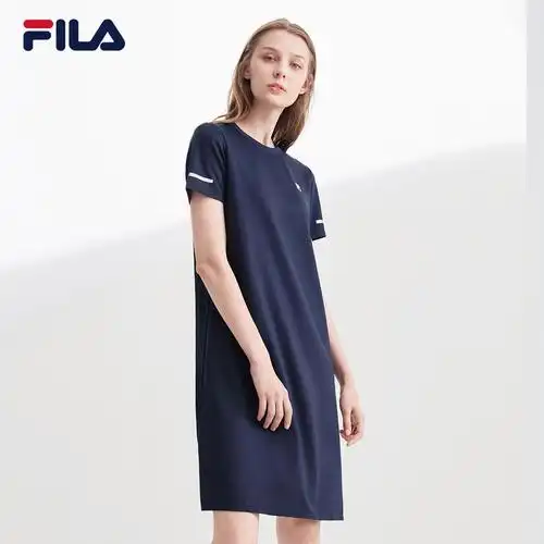 连衣裙fila斐乐女子2021夏季新款时尚休闲简约针织运动连衣裙