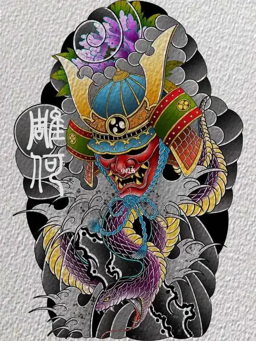 鬼武士花臂手稿by雕何