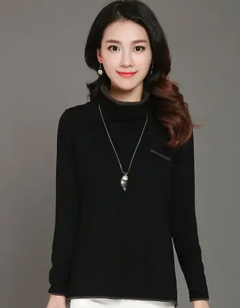 高级打底衫女 纯棉高领打底衫女纯棉长袖t恤2018初秋冬装百搭新款宽松