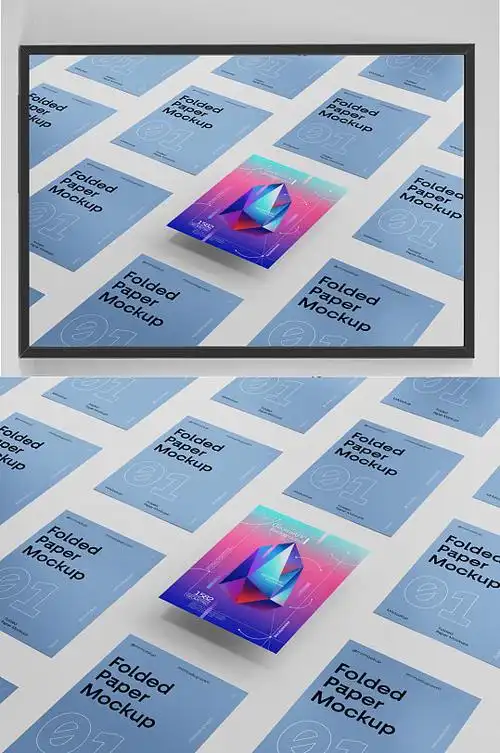 多张海报卡片多角度矩阵排列排版vi样机