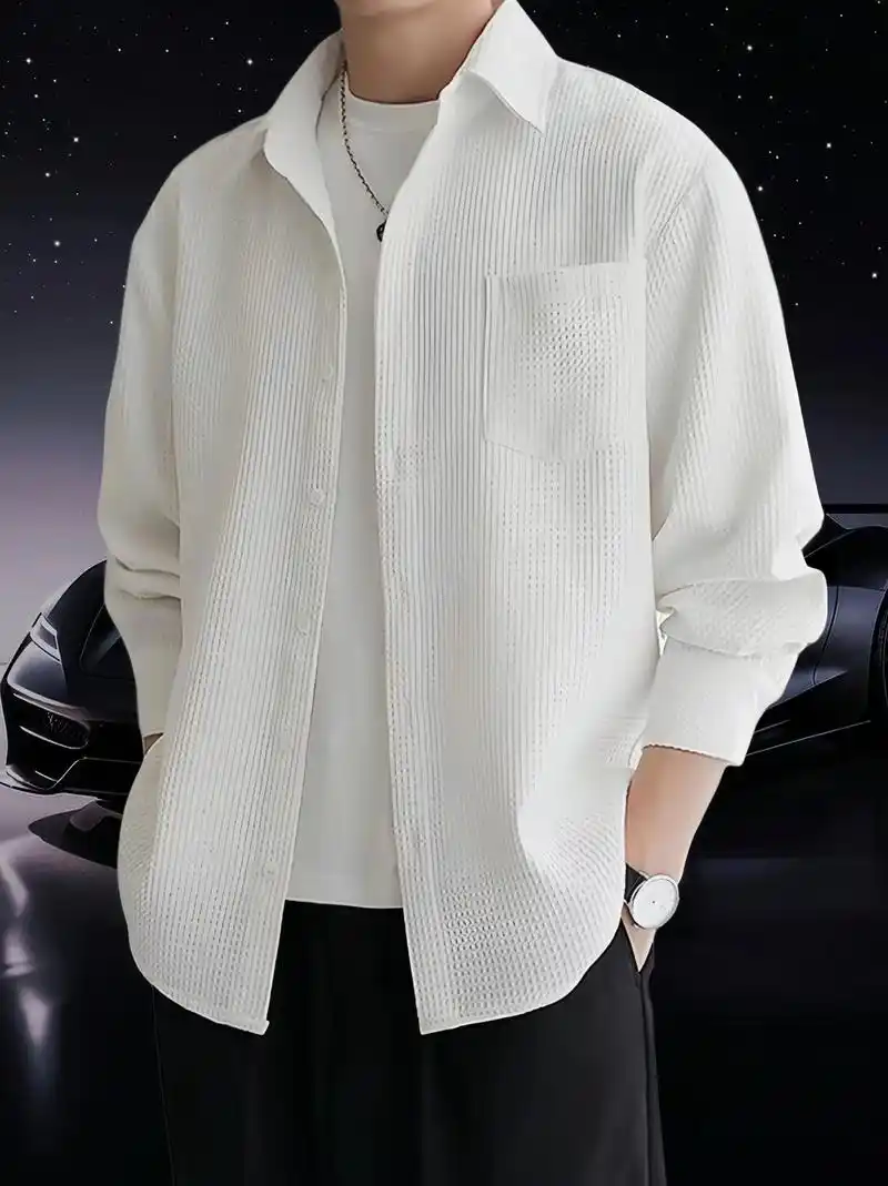 cebrodz法国秋季日系男士长袖衬衫,时尚潮流的衬衣外套