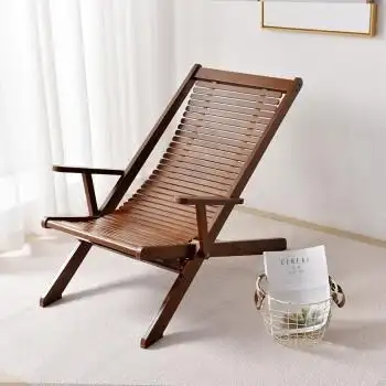 小竹匠 折叠躺椅  家用办公室休闲午休睡椅竹躺椅凉椅 胡桃色折叠躺椅