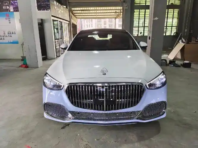 奔驰s改色水晶迷雾蓝77钢琴白双拼