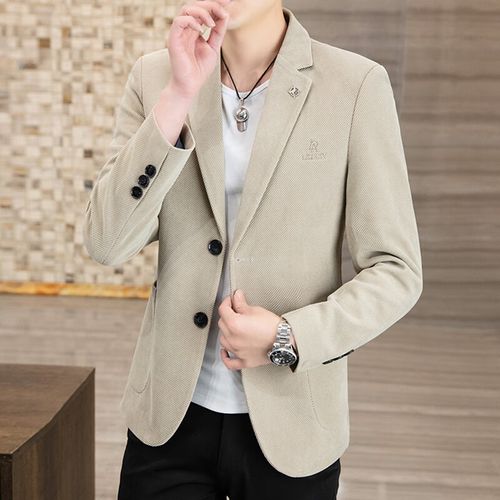 荣西图新款小西装男休闲韩版流西服外套青修身单西男装上衣 卡其色