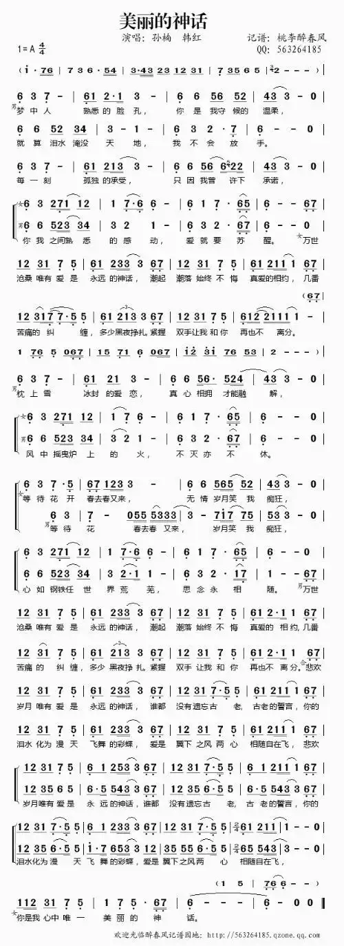 美丽的神话音谱是六孔竖笛的