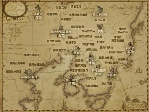 世界地图及各等级怪物分布