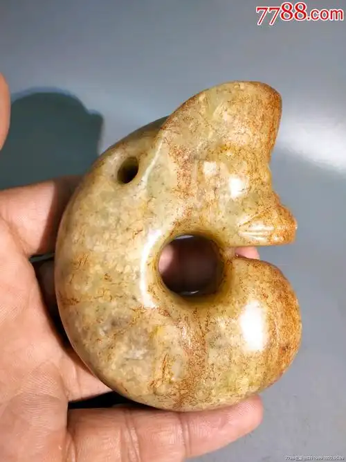 内蒙收的精品玉猪龙风化明显包浆沁入骨红山文化