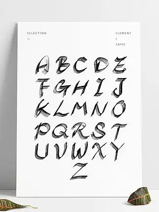 22322原创手写花体英文字母免抠艺术字套图素材原创手写花体英文字母