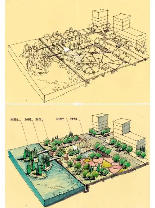 景观设计考研  #考研手绘  #设计考研  #马克笔手绘  #景观手绘