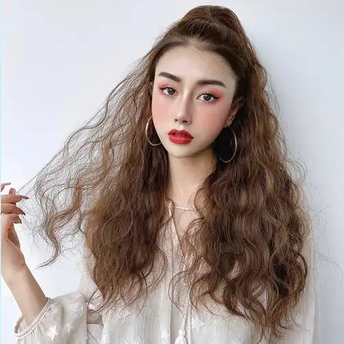 烫_假发女马尾款网红高马尾长卷发抓夹式自然蓬松玉米烫假辫子优惠券