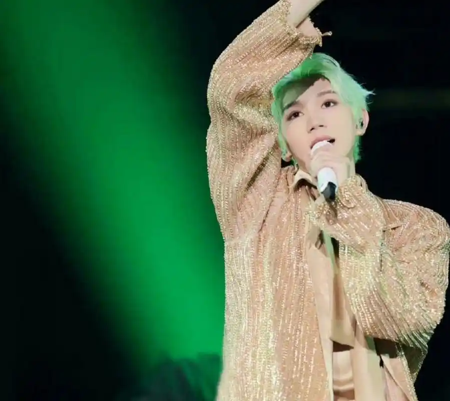 王源把头发染成绿色了,不得不说,她还是很漂亮的,个性时尚,风格独特