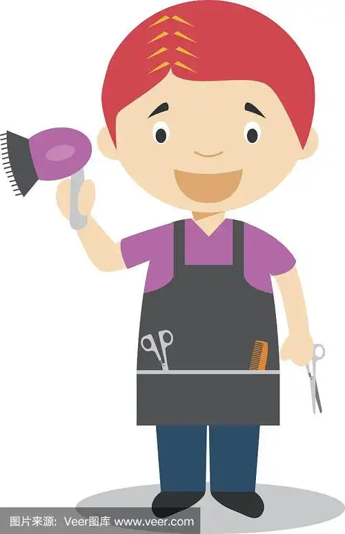 可爱的卡通向量插图的美发师