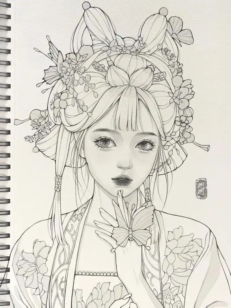 古风线稿练习～#线稿 #古风线稿 #procreate绘画  - 抖音