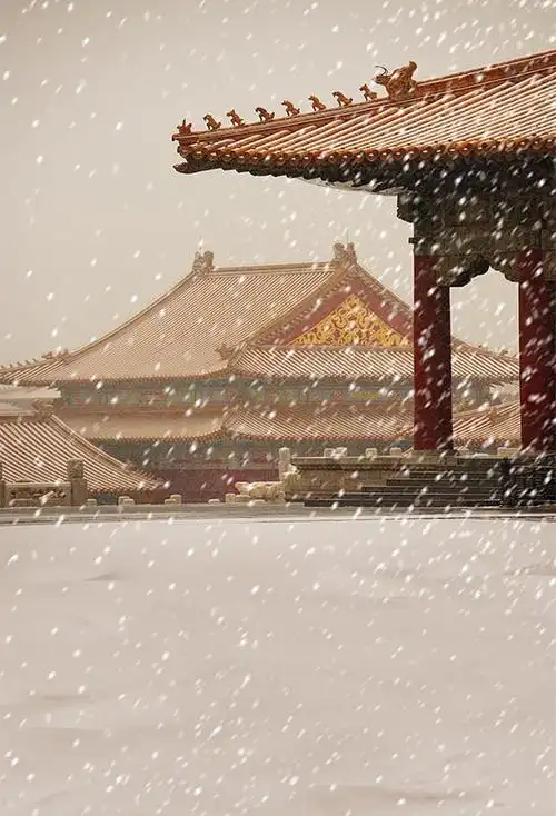 背景古装皇宫拍照室外冬天雪景古风主题写真背景布类