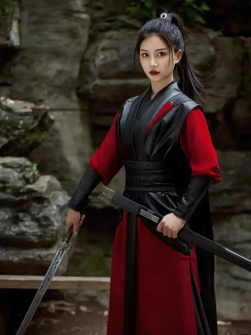 一组古风外界侠客风的写真 圆你武侠梦,拍一组剑客武侠写真 红黑配色
