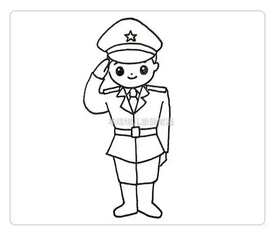 的简笔画幼儿园八一建军节简笔画打印笔画图像国旗下军人敬礼简笔画