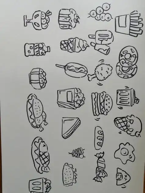 画三角形食物创意简笔画图片大全集超级简单小图案简笔画食物100种