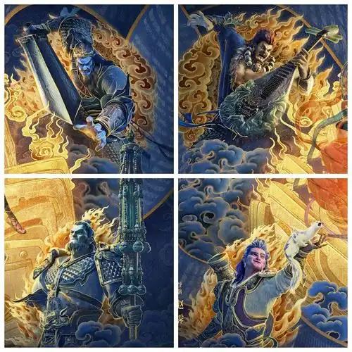 四大天王用四种不同肤色来彰显各自性格.