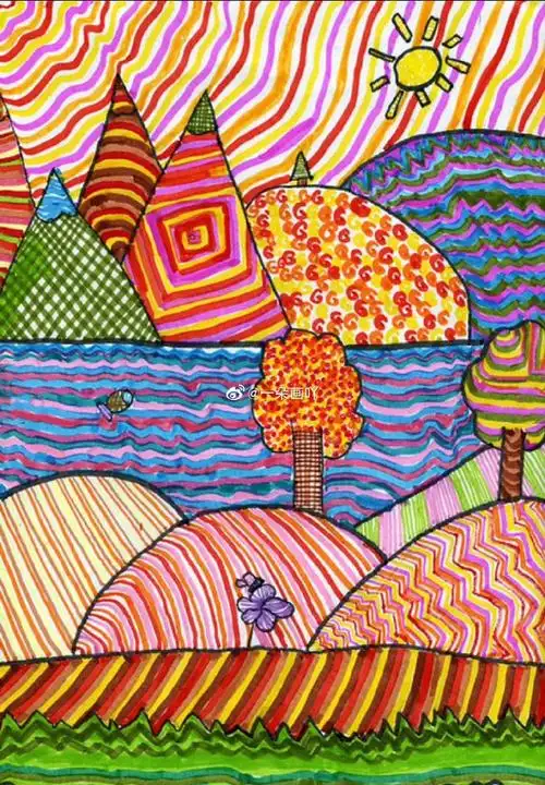 线条的创意#儿童画素材##儿童画教程#来源:一朵画吖