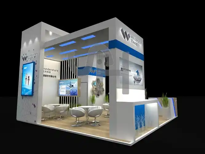 万兴科技展会 特装 开放式展位设计效果图