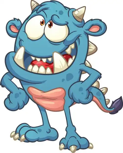 抽象矢量卡通可爱的小怪物插图