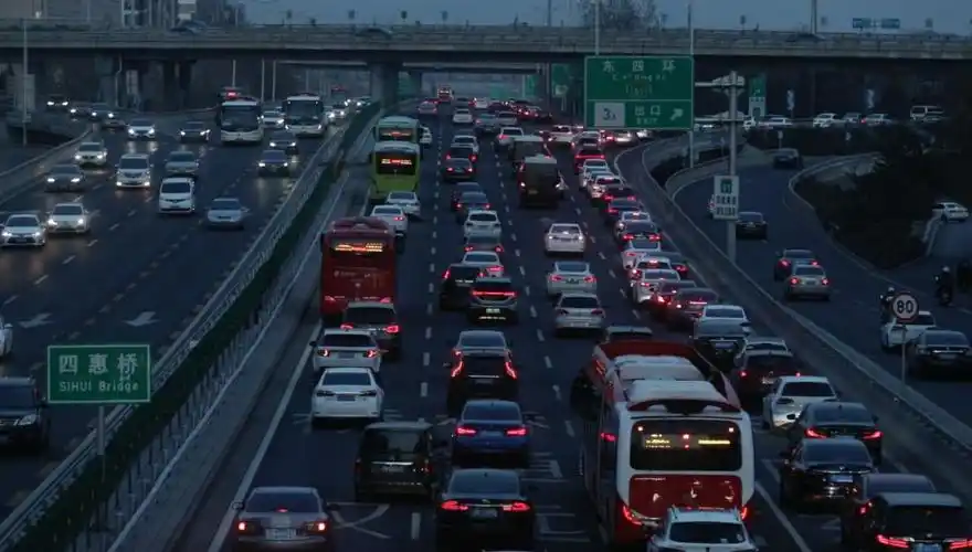 又见久违的北京晚高峰路上夕阳依旧美