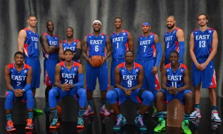 篮球全明星图片大全(流水十四年,2005年至今nba东部全明星合照,詹姆斯