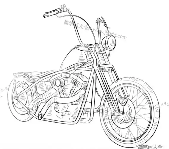 如何画哈雷摩托车_简笔画教程_简笔画大全