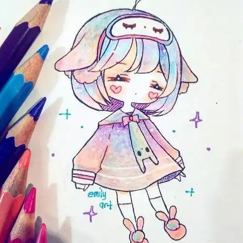 马克笔彩铅q版新手入门超可爱动漫人物手绘素材