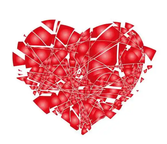 破碎四分五裂的红心心形图案失恋图片png免抠素材