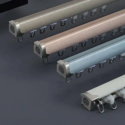 北欧铝合金窗帘轨道直轨拉丝双轨静音滑轮窗帘杆滑轨客厅窗帘配件