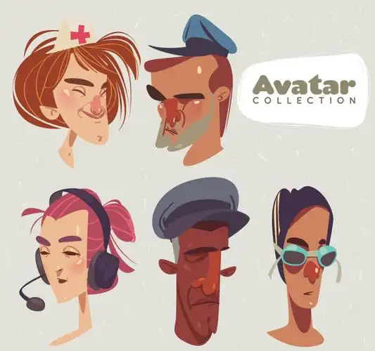 卡通动漫人物头像矢量图创意卡通彩绘动漫人物头像设计矢量素材护士