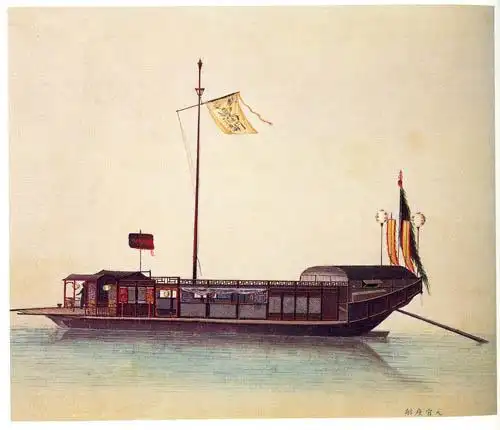 中国传统水彩画羊城风物各行各业贸易船舶dtk