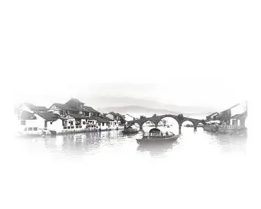 房屋水墨画图片